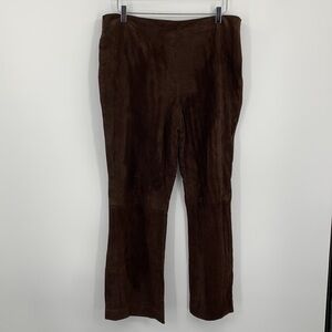 Tamotsu suede leather pants trousers chocolate brown straight leg vintage 14